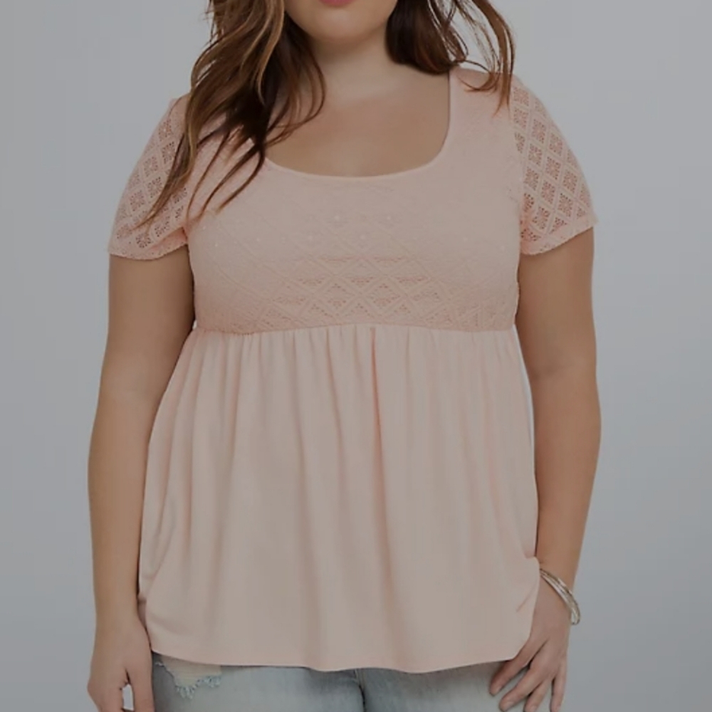 Torrid Size 3 Blush Lace Bodice Babydoll Top